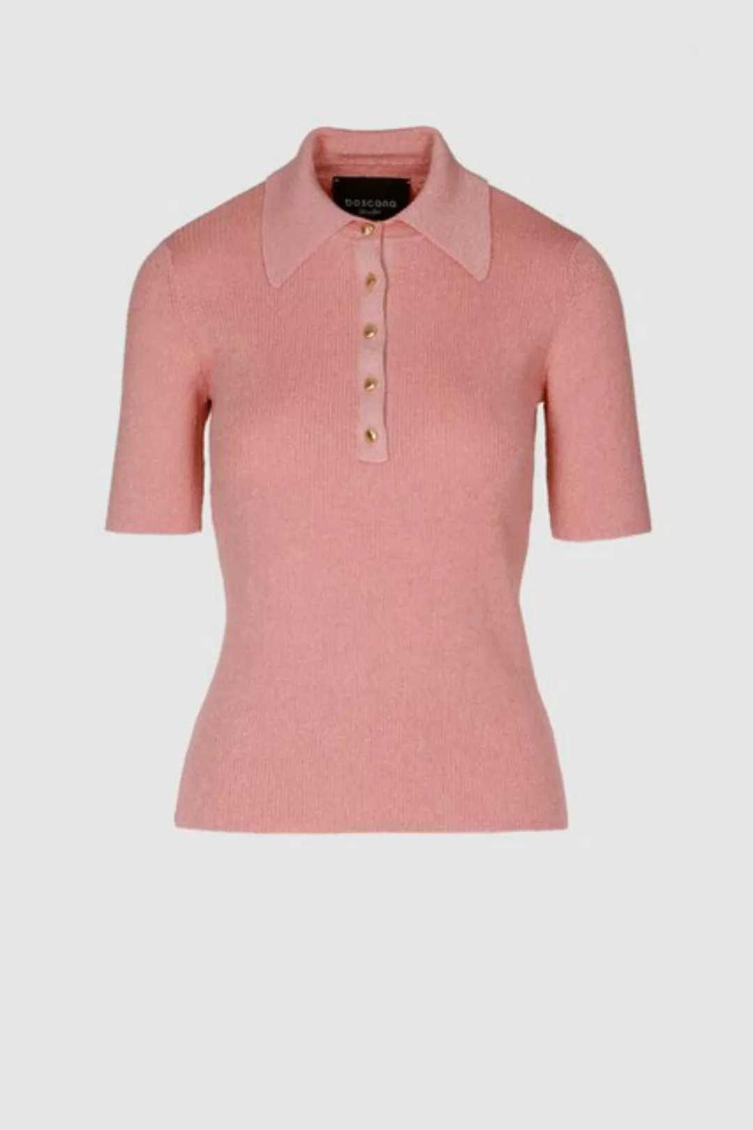 Boscana Polokragenpullover Polo Shirt in Rosa mit Lurex gestrickt günstig online kaufen