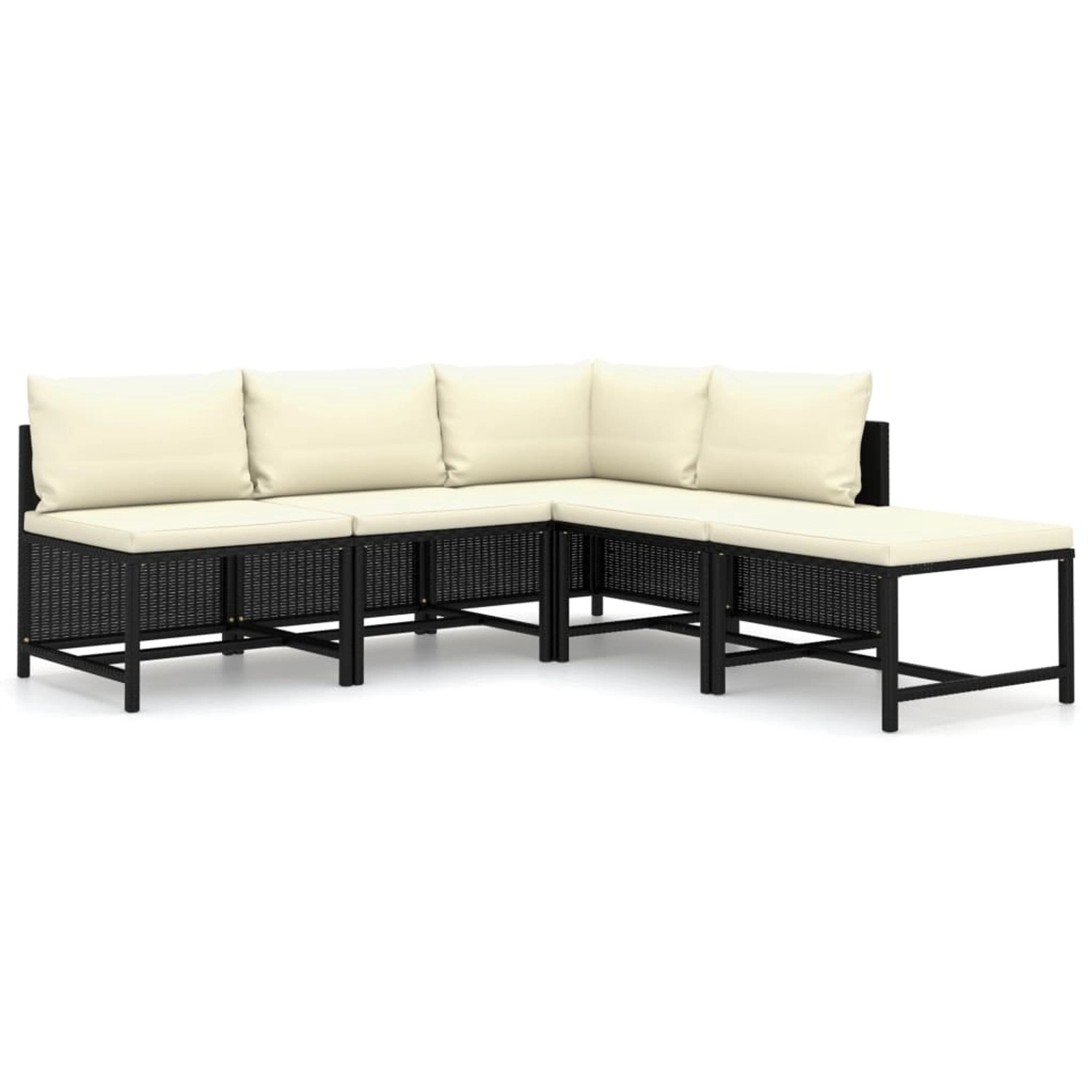 5-tlg. Garten-lounge-set Mit Kissen Poly Rattan Schwarz günstig online kaufen