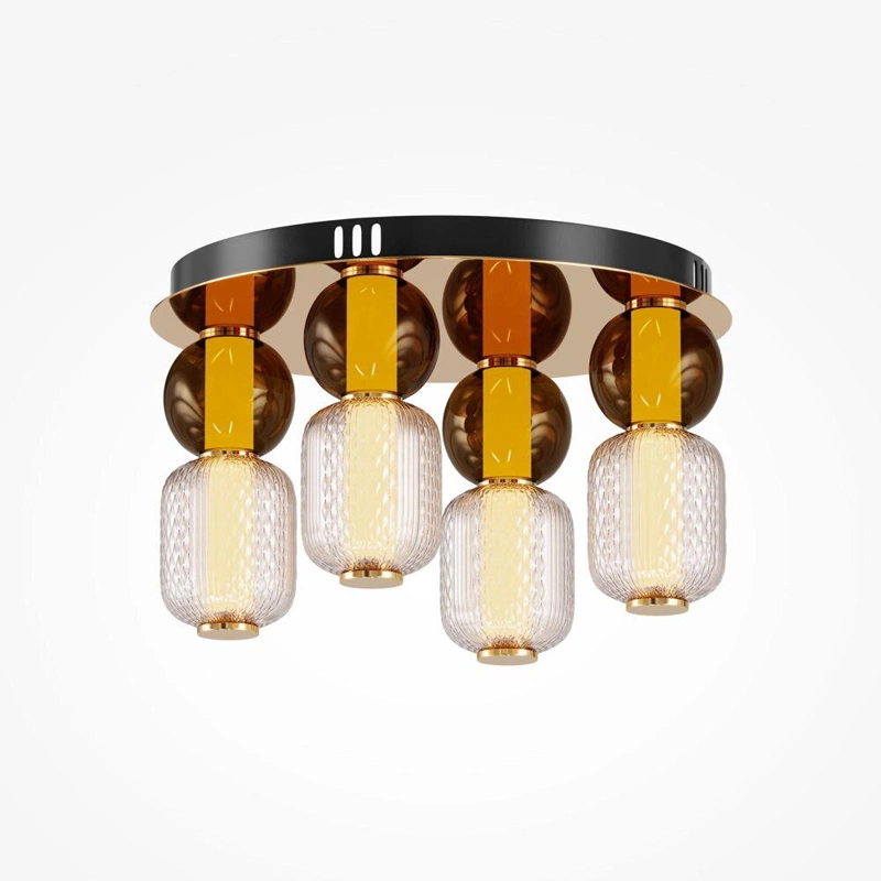 LED Deckenleuchte Drop in Gold und Transparent 4x 15W 7000lm günstig online kaufen