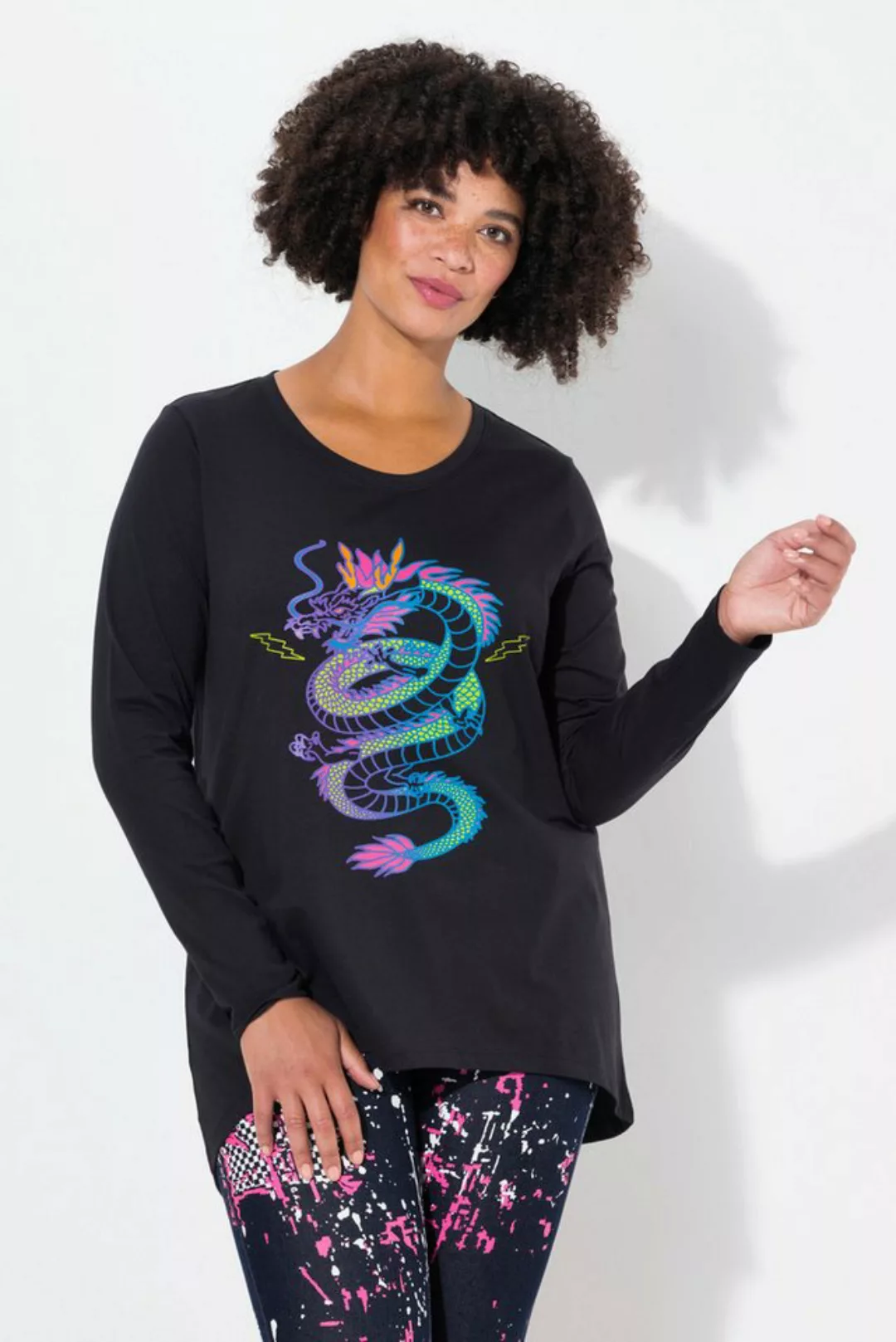 Angel of Style Rundhalsshirt T-Shirt A-Line Drachen-Motiv Langarm günstig online kaufen