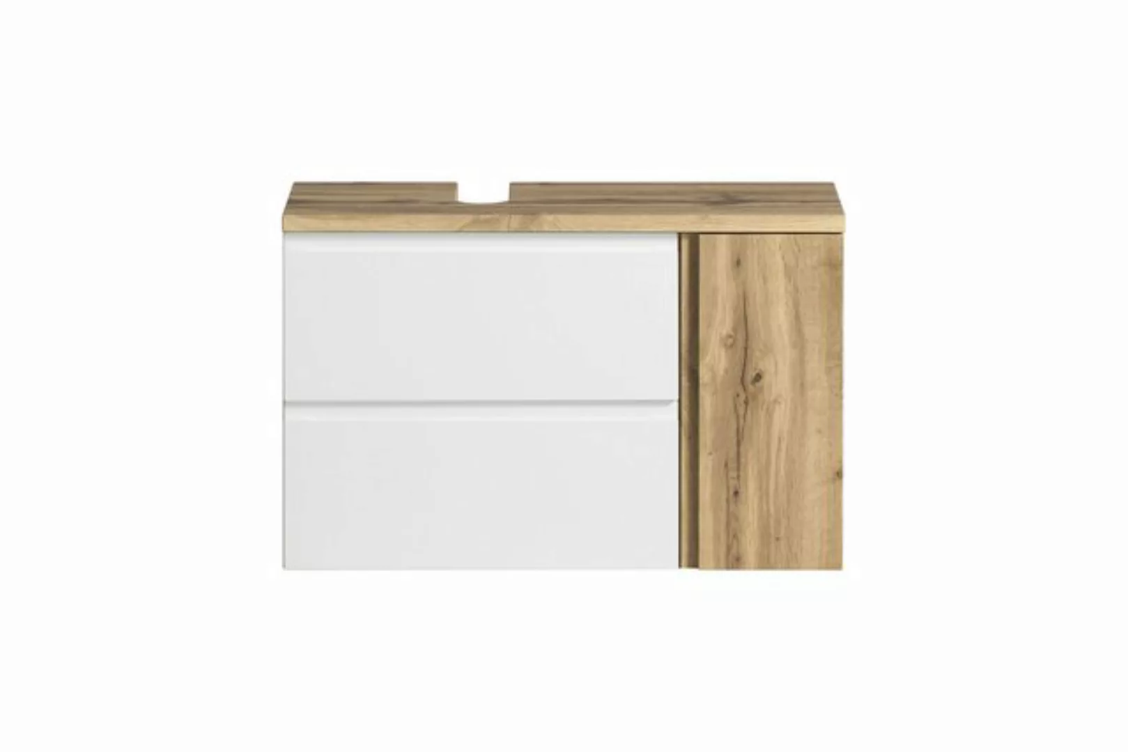 freiraum Waschbeckenunterschrank Paris in weiß, Wotaneiche, MDF - 85x54x35c günstig online kaufen