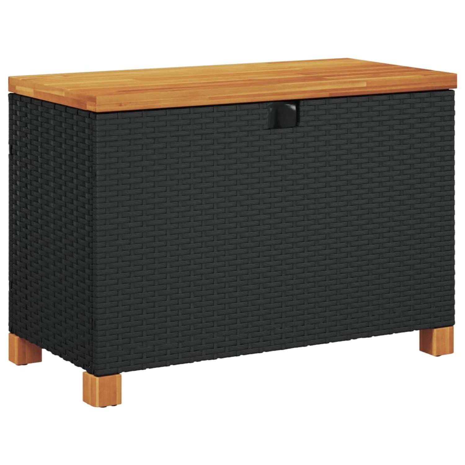 VidaXL Garten-Auflagenbox Schwarz 80x40x48 cm Poly Rattan Akazienholz günstig online kaufen