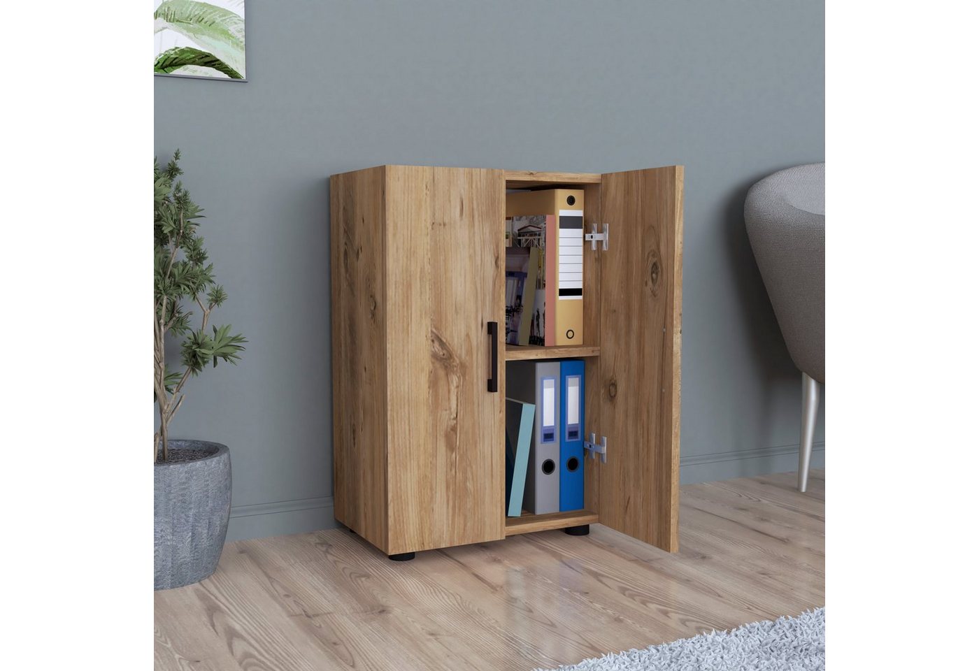 Zeta Interior Aktenschrank,Holz und Kiefer Farbe, Höhe 74 cm, Büroschrank, günstig online kaufen