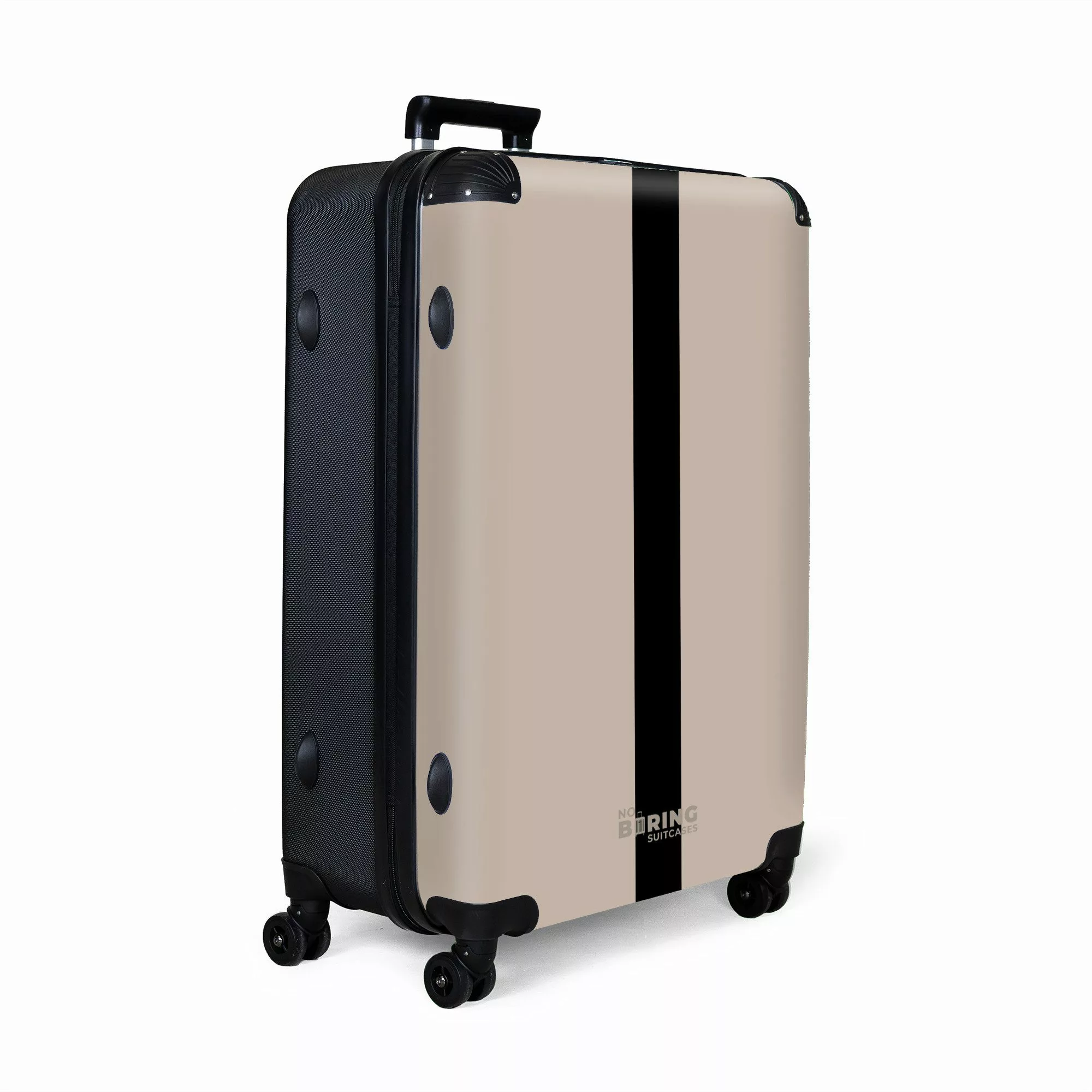 NoBoringSuitcases.com© Hartschalen-Trolley Beige mit schwarzem Streifen günstig online kaufen