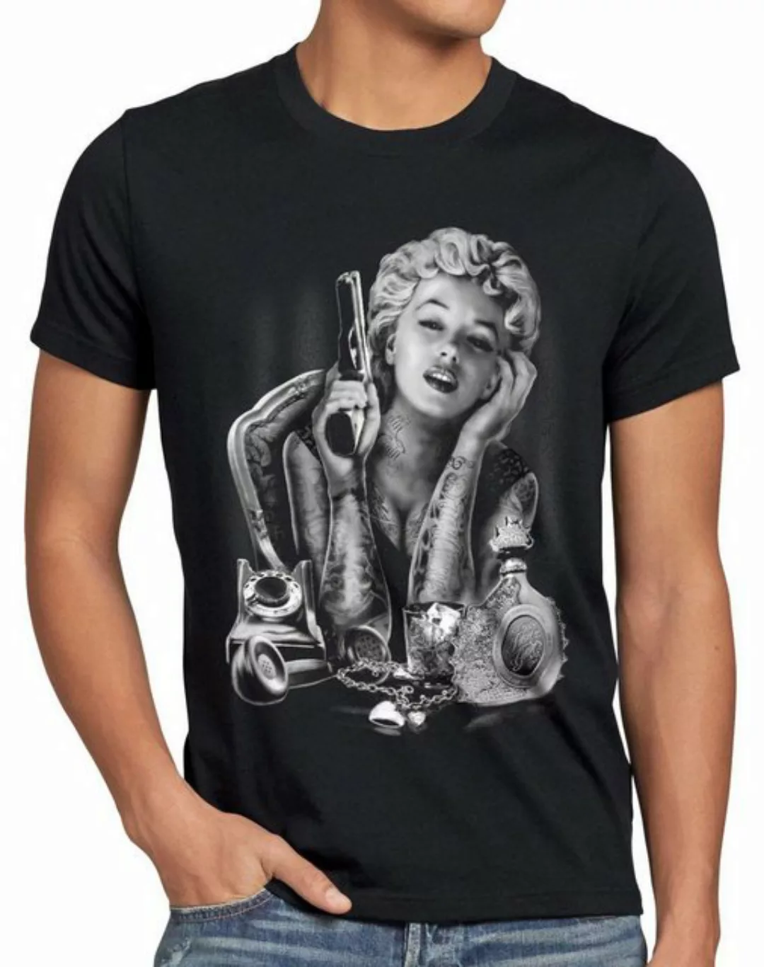 Print-Shirt Herren T-Shirt Marilyn Tattoo Heartbreaker monroe rock punk tät günstig online kaufen