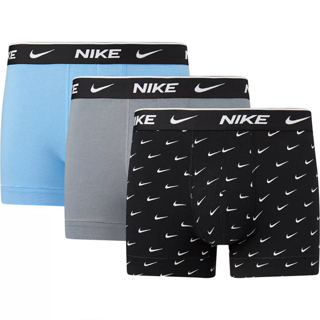 Nike - Unterhosen aus elastischer Baumwolle im 3er-Pack in Blau/Grau/Schwar günstig online kaufen