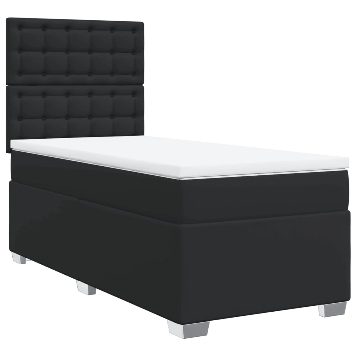 vidaXL Boxspringbett, Boxspringbett mit Matratze Schwarz 80x200 cm Kunstled günstig online kaufen