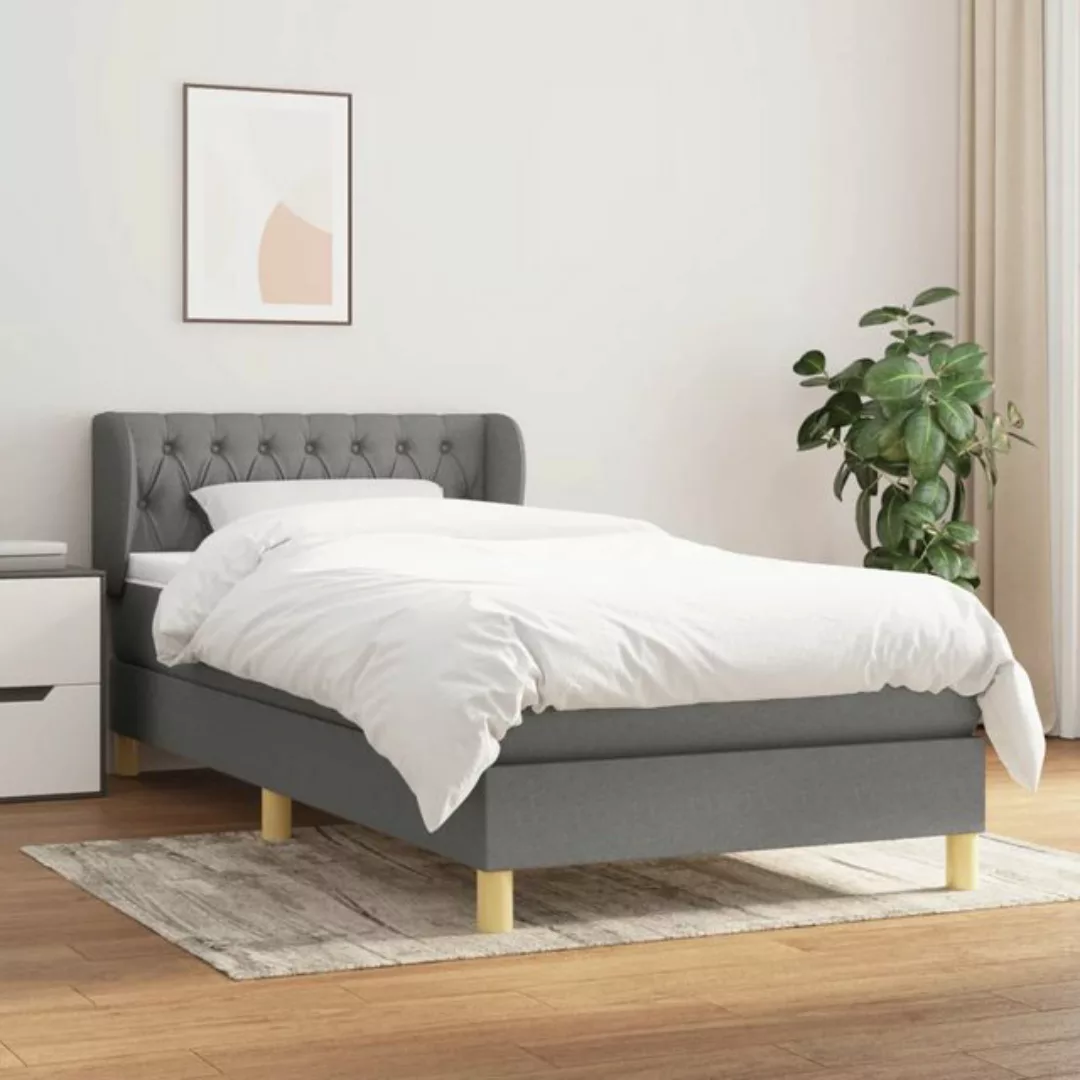 vidaXL Bettgestell Boxspringbett mit Matratze Dunkelgrau 90x190 cm Stoff Be günstig online kaufen