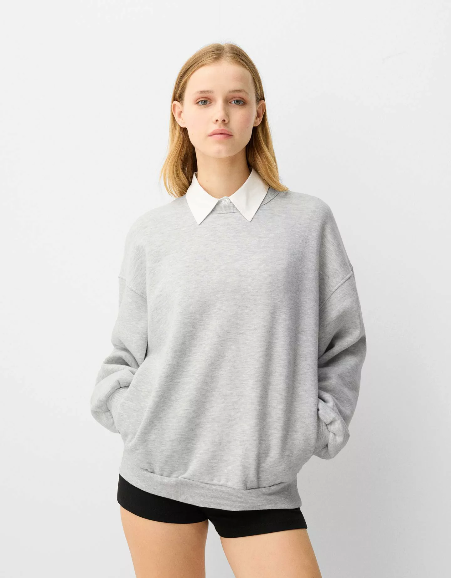 Bershka Oversize-Sweatshirt Mit Seitentaschen Damen M Grau günstig online kaufen