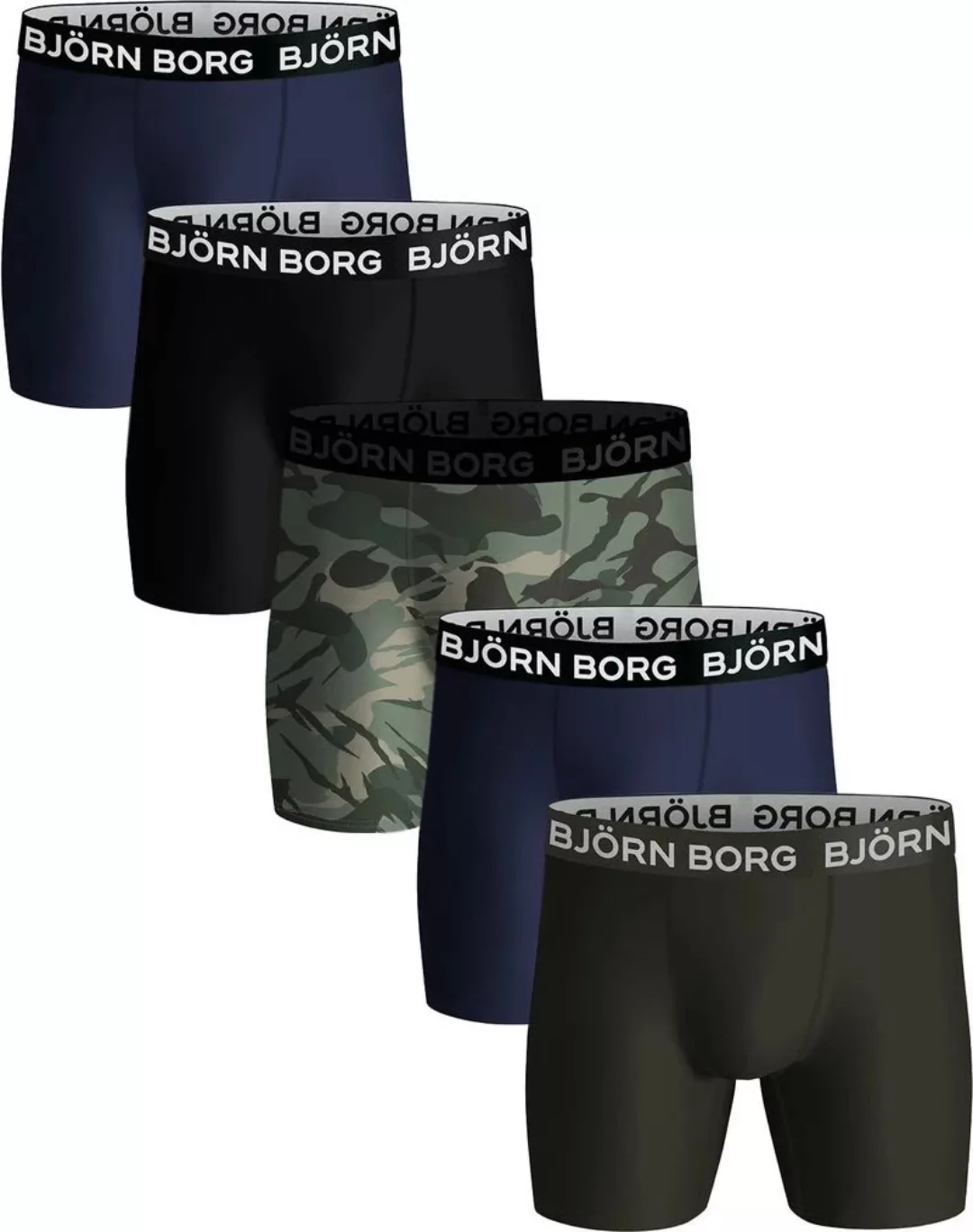 Björn Borg Performance Shorts 5er-Pack Schwarz Grün Blau - Größe M günstig online kaufen