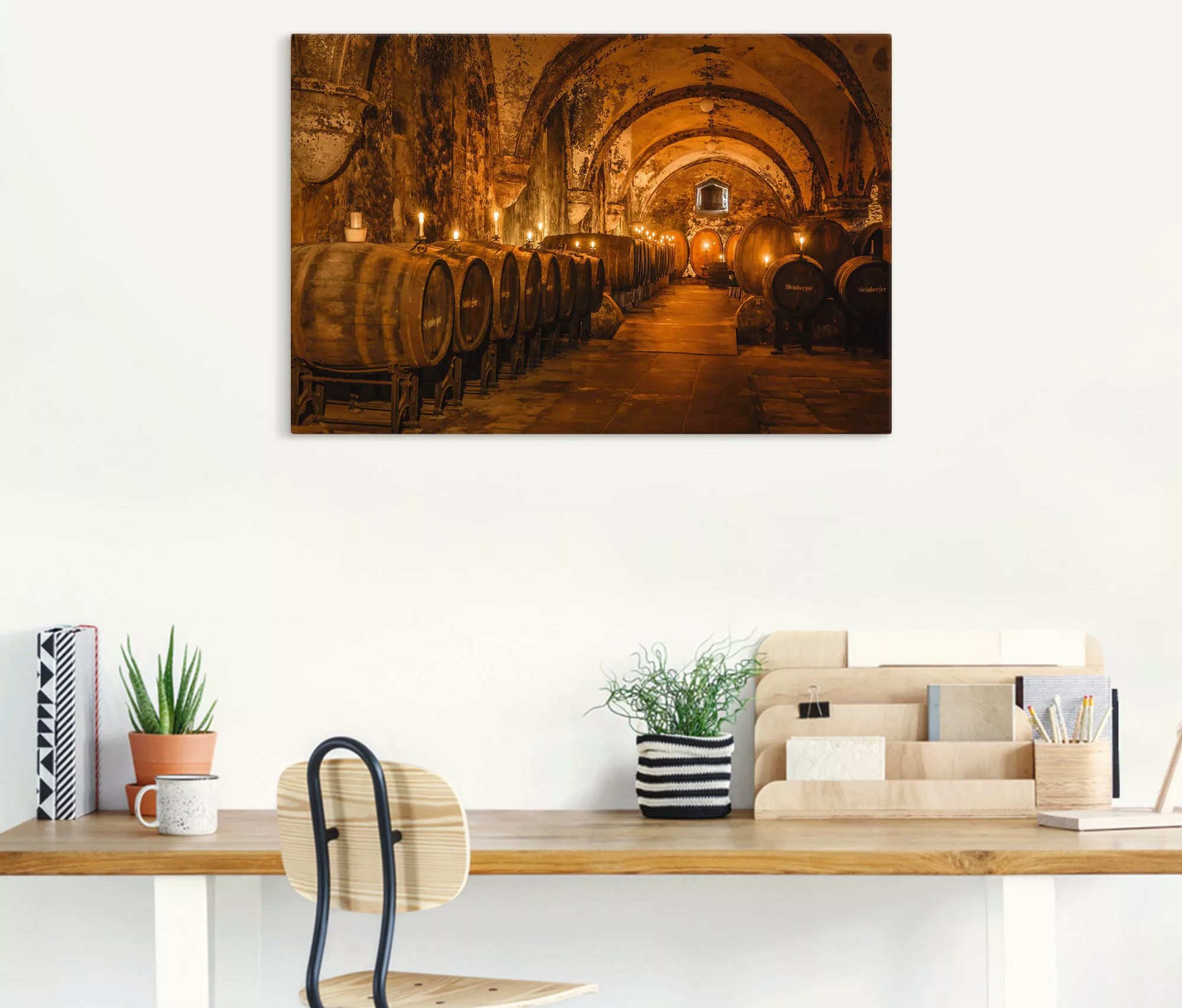 Artland Wandbild "Historischer Weinkeller Eberbach", Wein Bilder, (1 St.) günstig online kaufen