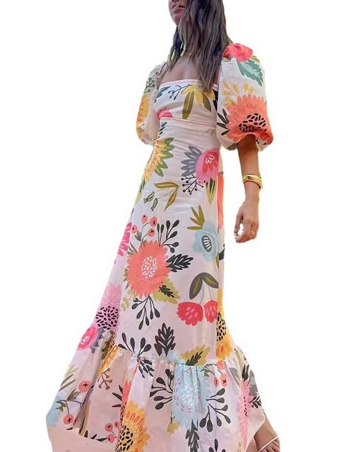 KIKI Midikleid Lässiges, schmales Kleid mit einzeiligem Kragen und Laternen günstig online kaufen