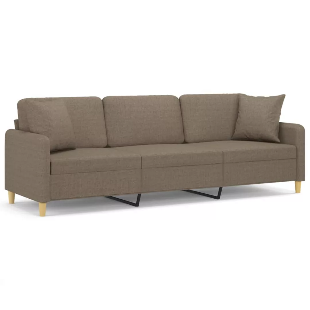 Vidaxl 3-sitzer-sofa Mit Kissen Taupe 210 Cm Stoff günstig online kaufen