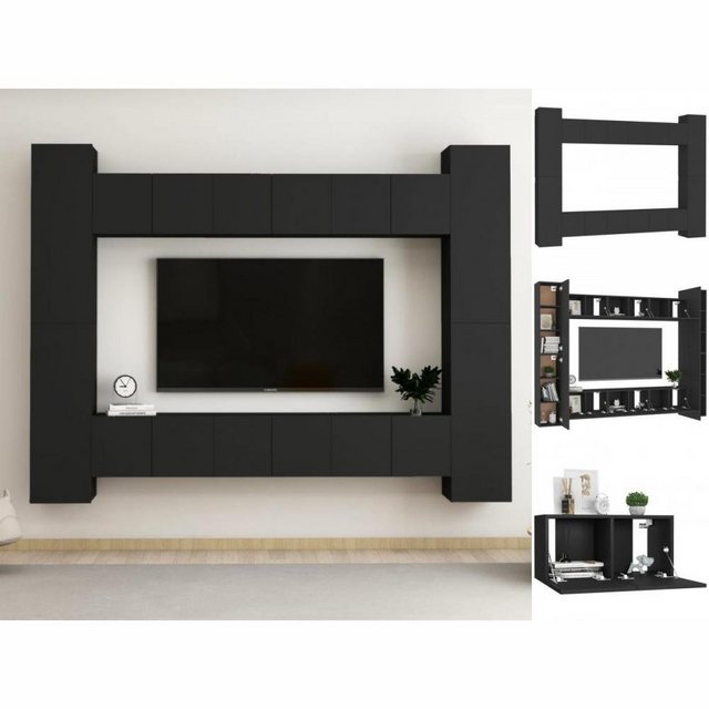 vidaXL TV-Schrank Fernsehschrank TV Möbel 10tlg TV Schrank Set Schwarz Span günstig online kaufen