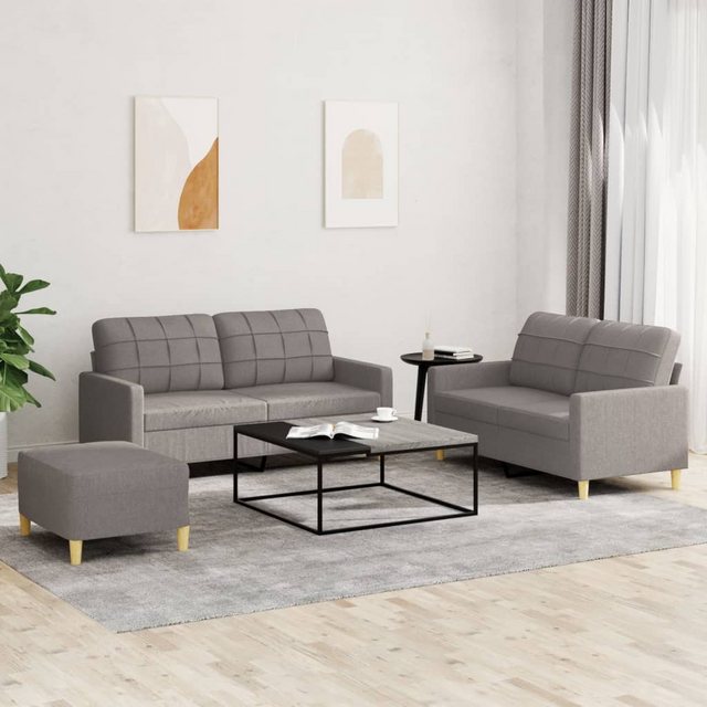 vidaXL Sofa 3-tlg. Sofagarnitur mit Kissen Taupe Stoff günstig online kaufen