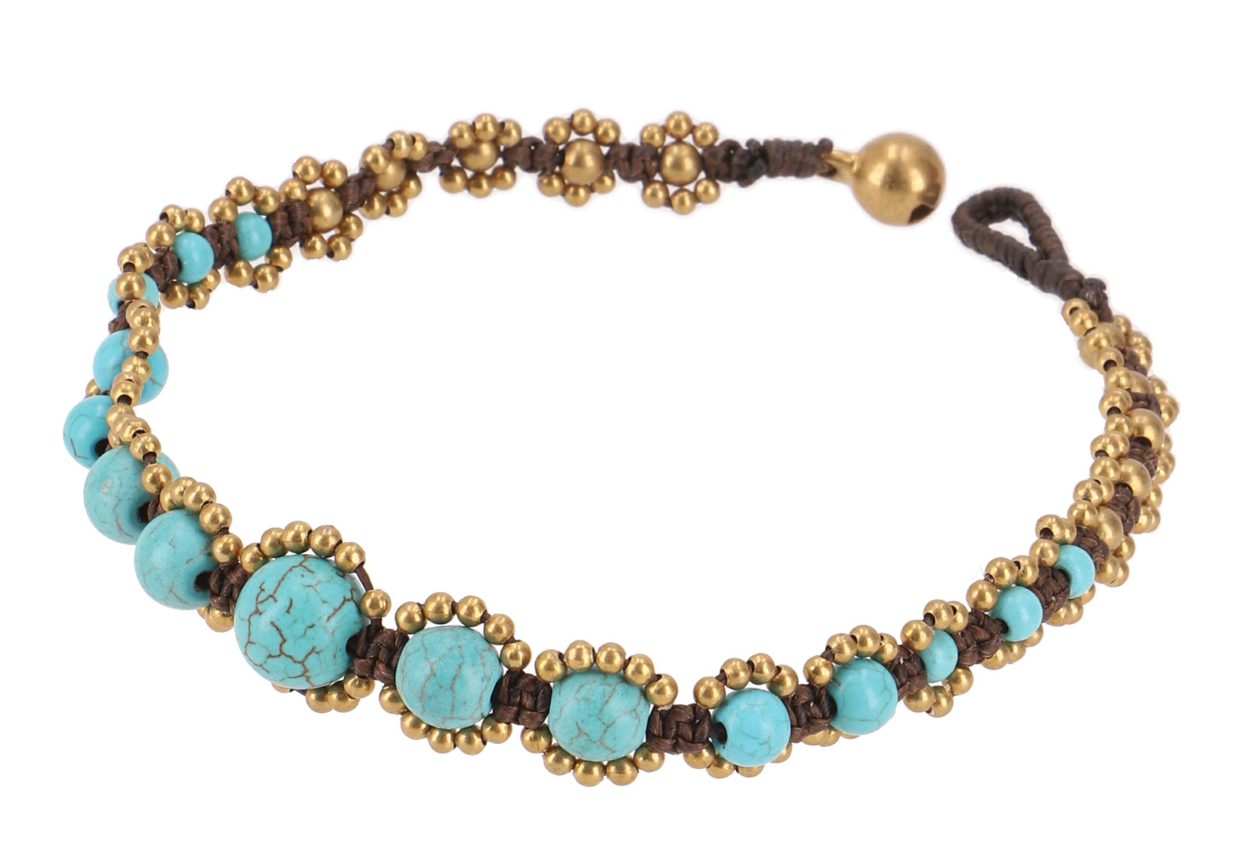 Guru-Shop Fußkette Fußkette Makramee mit Glöckchen, günstig online kaufen