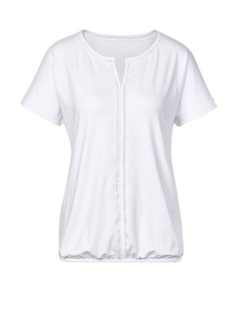 creation L T-Shirt CRéATION L PREMIUM Damen Jerseyshirt mit Spitze, weiß günstig online kaufen