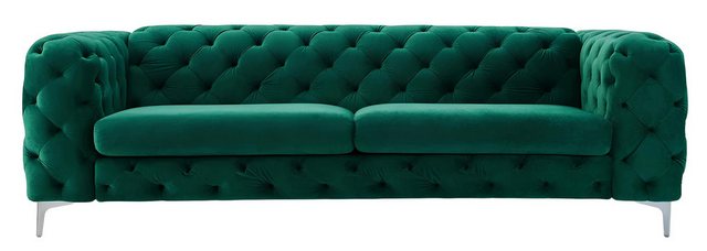 Xlmoebel Sofa Neues grünes Chesterfield-Sofa aus Samt mit drei Sitzplätzen, günstig online kaufen