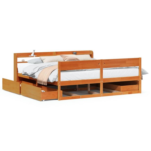 vidaXL Bett, Massivholzbett ohne Matratze Wachsbraun 180x200 Kiefernholz günstig online kaufen