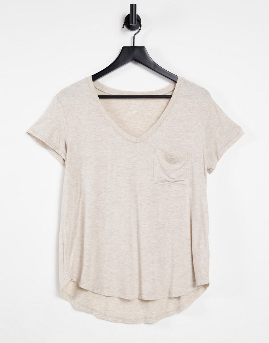 American Eagle – T-Shirt mit Tasche in Grau günstig online kaufen