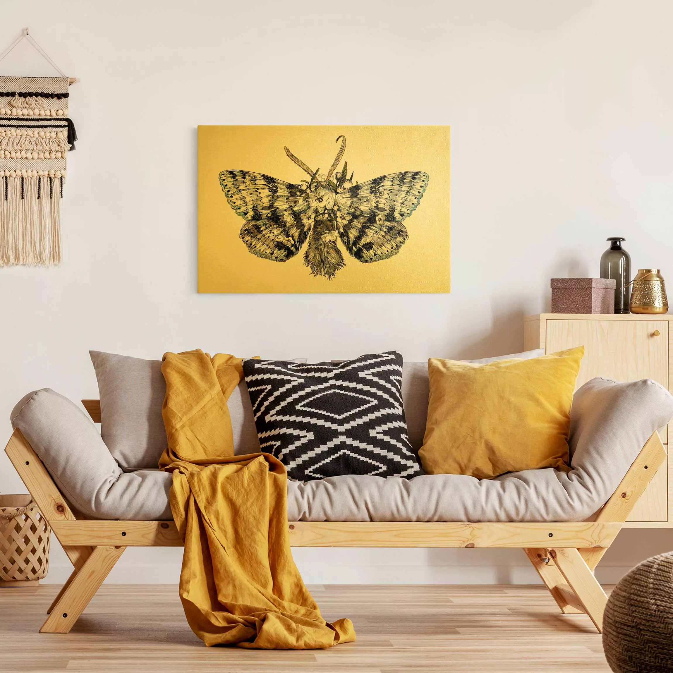 Leinwandbild Illustration florale Motte günstig online kaufen