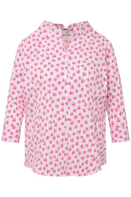 Ulla Popken Longbluse Bluse Blüten Streifen Kelchkragen 3/4-Arm günstig online kaufen