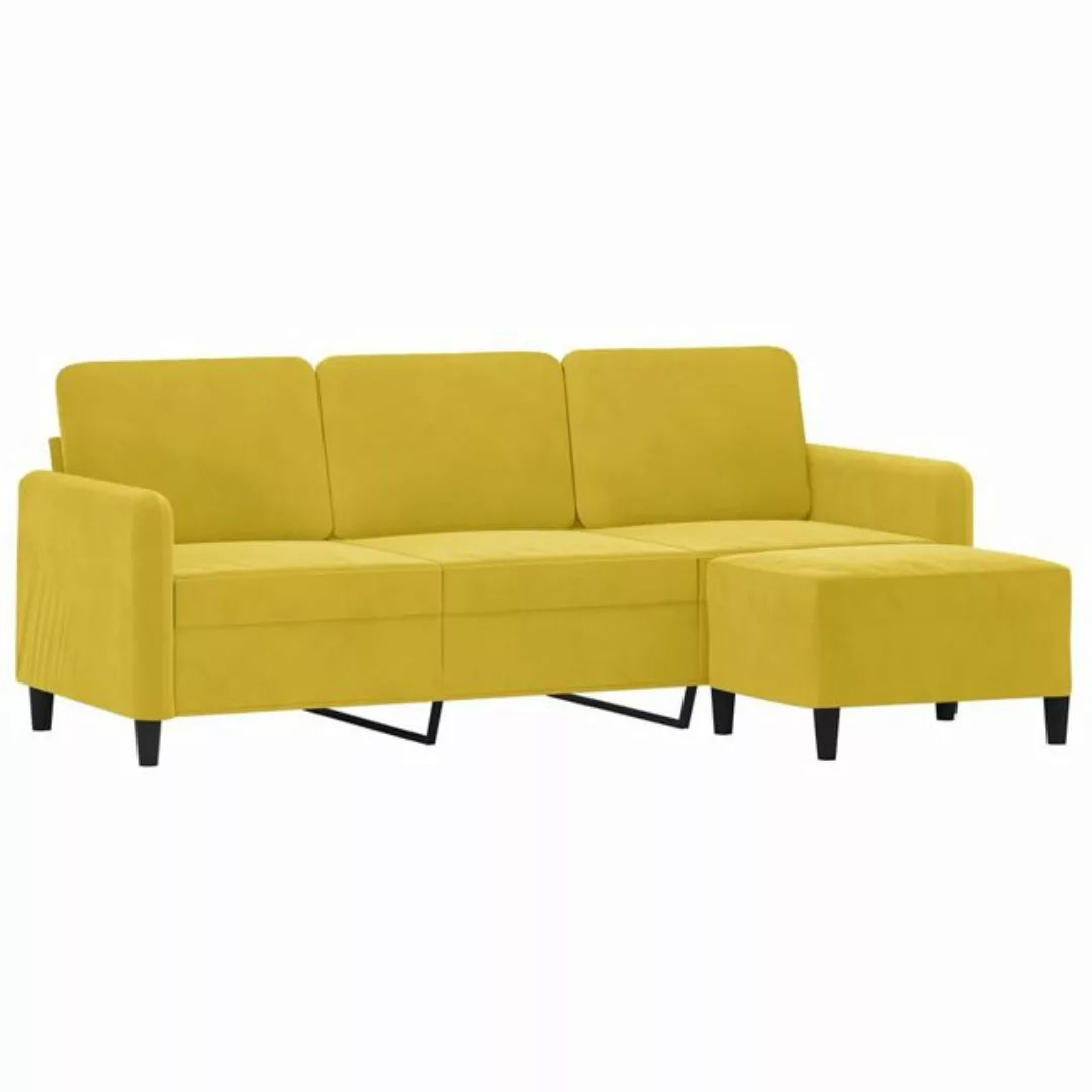 vidaXL Sofa 3-Sitzer-Sofa mit Hocker 180 cm Samt, Gelb günstig online kaufen