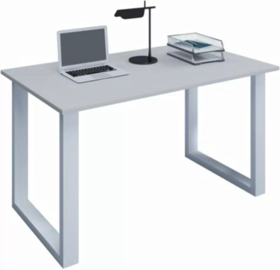 VCM Holz Schreibtisch Computertisch Arbeitstisch Büromöbel Lona U Weiß grau günstig online kaufen