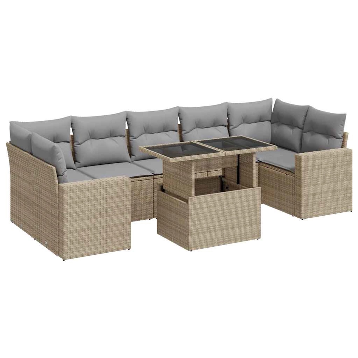 vidaXL 8-Tlg Garten-Sofagarnitur mit Kissen Beige Poly Rattan 3326280 günstig online kaufen
