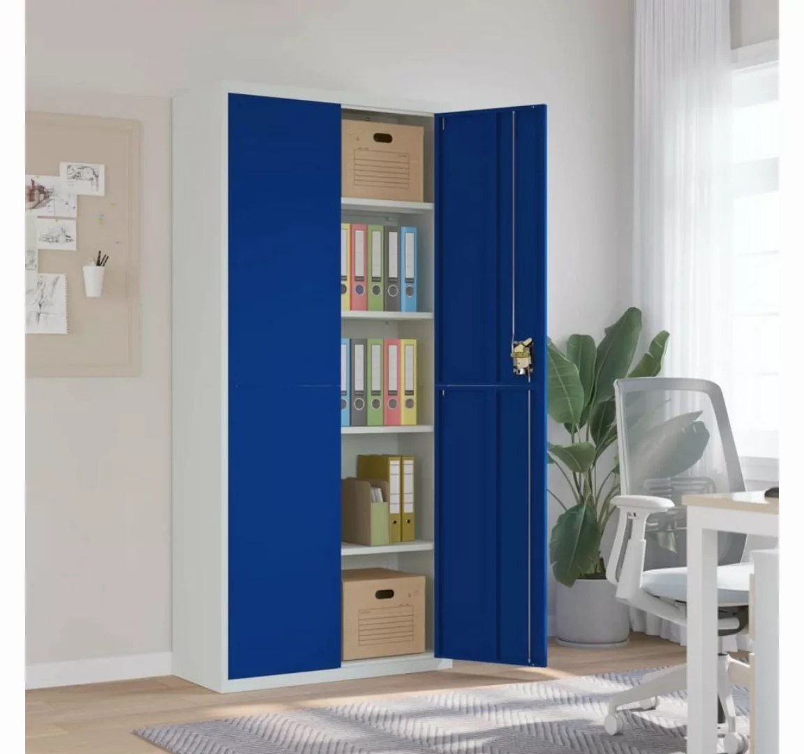 furnicato Aktenschrank Hellgrau und Blau 90x40x200 cm Stahl günstig online kaufen