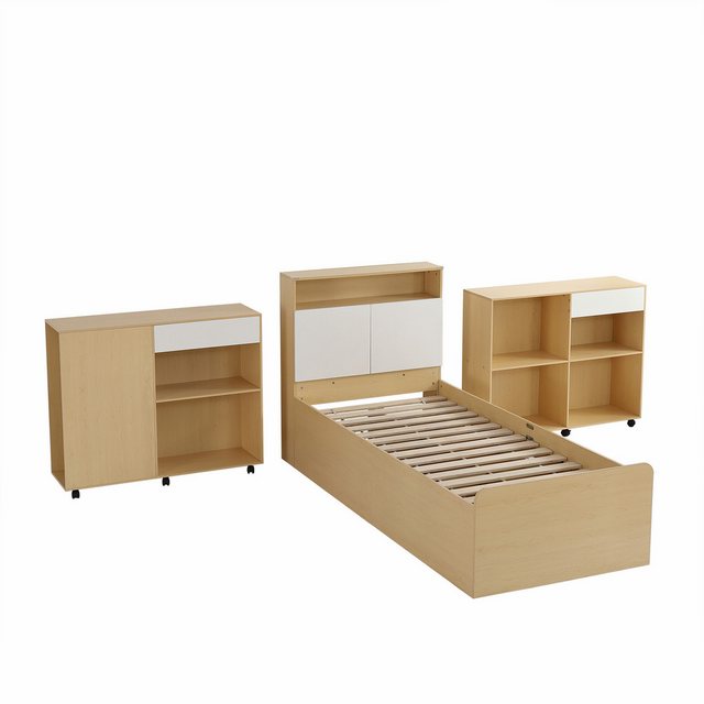 MODFU Einzelbett Hausbett (Komplettschlafzimmer Set, Einzelbett + Schränke, günstig online kaufen