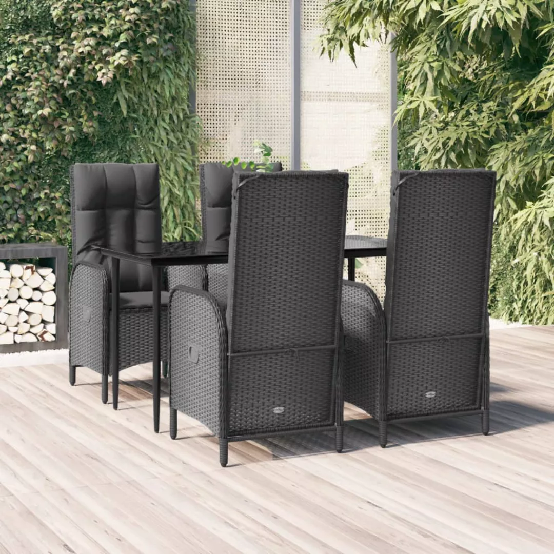 Vidaxl 5-tlg. Garten-lounge-set Mit Kissen Schwarz Poly Rattan günstig online kaufen