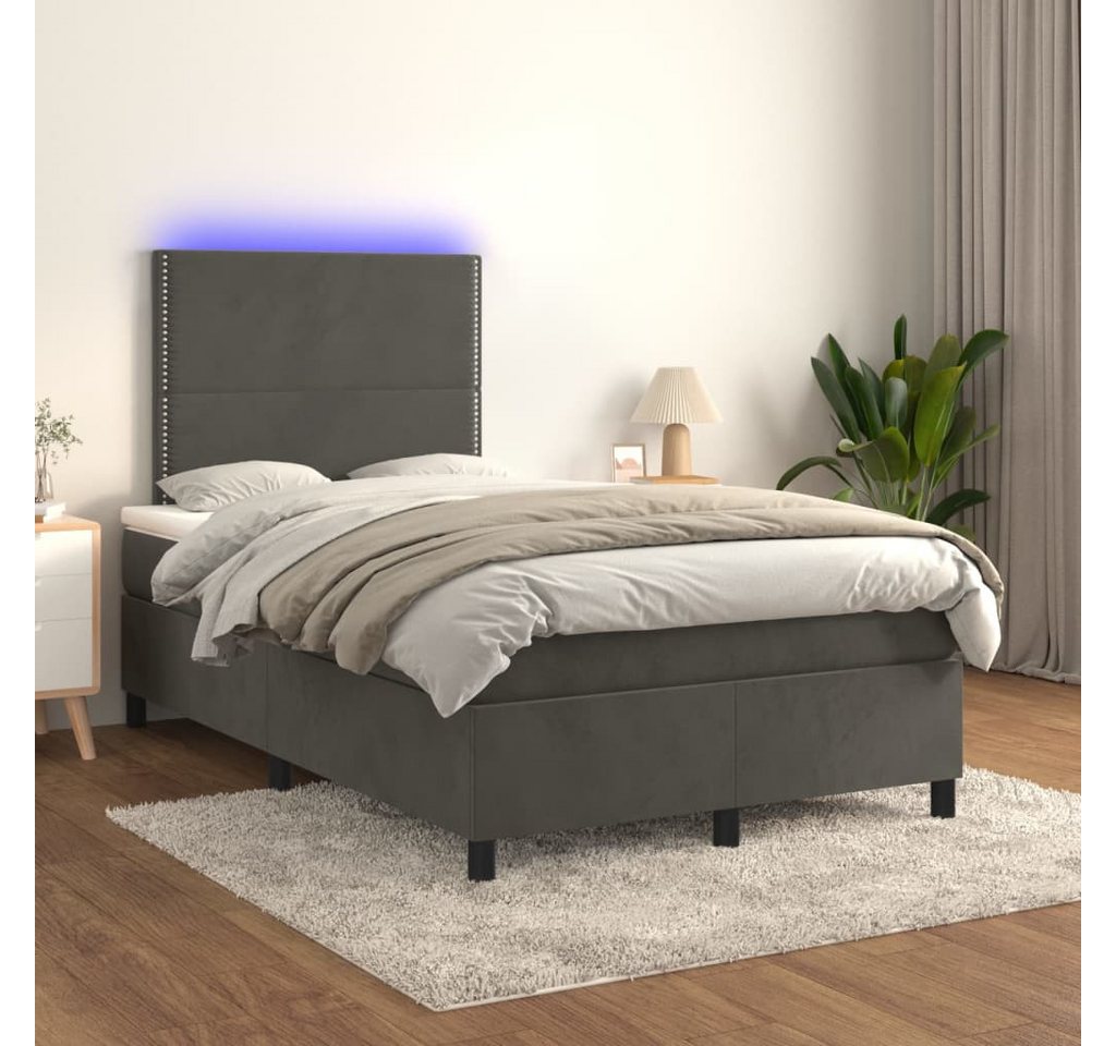 vidaXL Boxspringbett Boxspringbett mit Matratze LED Dunkelgrau 120x200 cm S günstig online kaufen