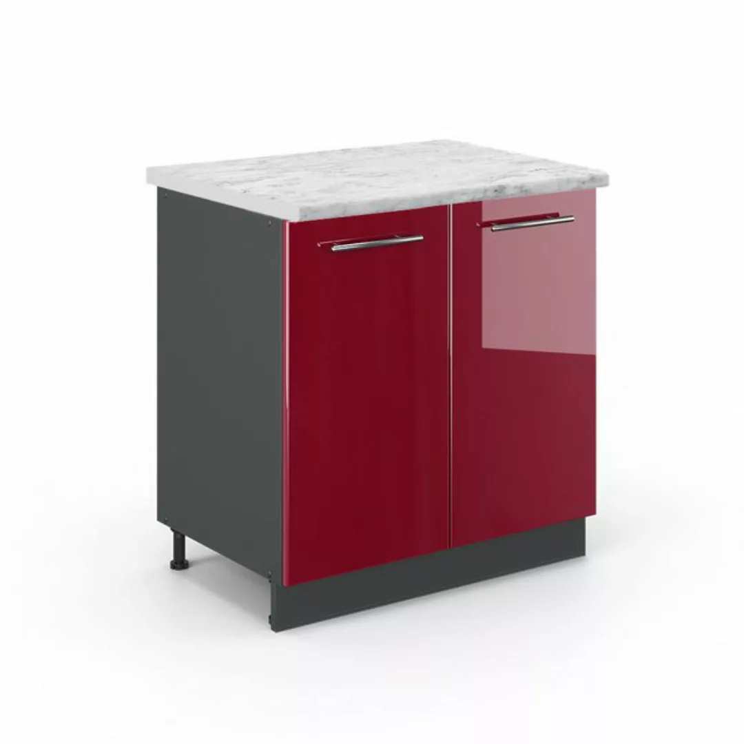 Vicco Spülenunterschrank Fame-Line, Bordeaux Hochglanz/Anthrazit, 80 cm, AP günstig online kaufen