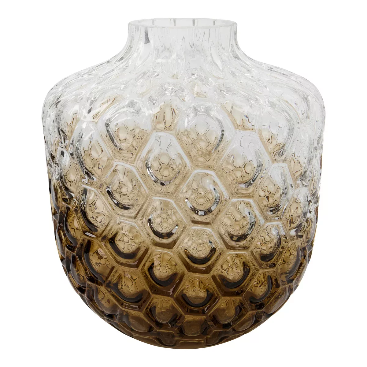 Vase Art Deco aus Glas in Gelb und Braun mit Relief günstig online kaufen