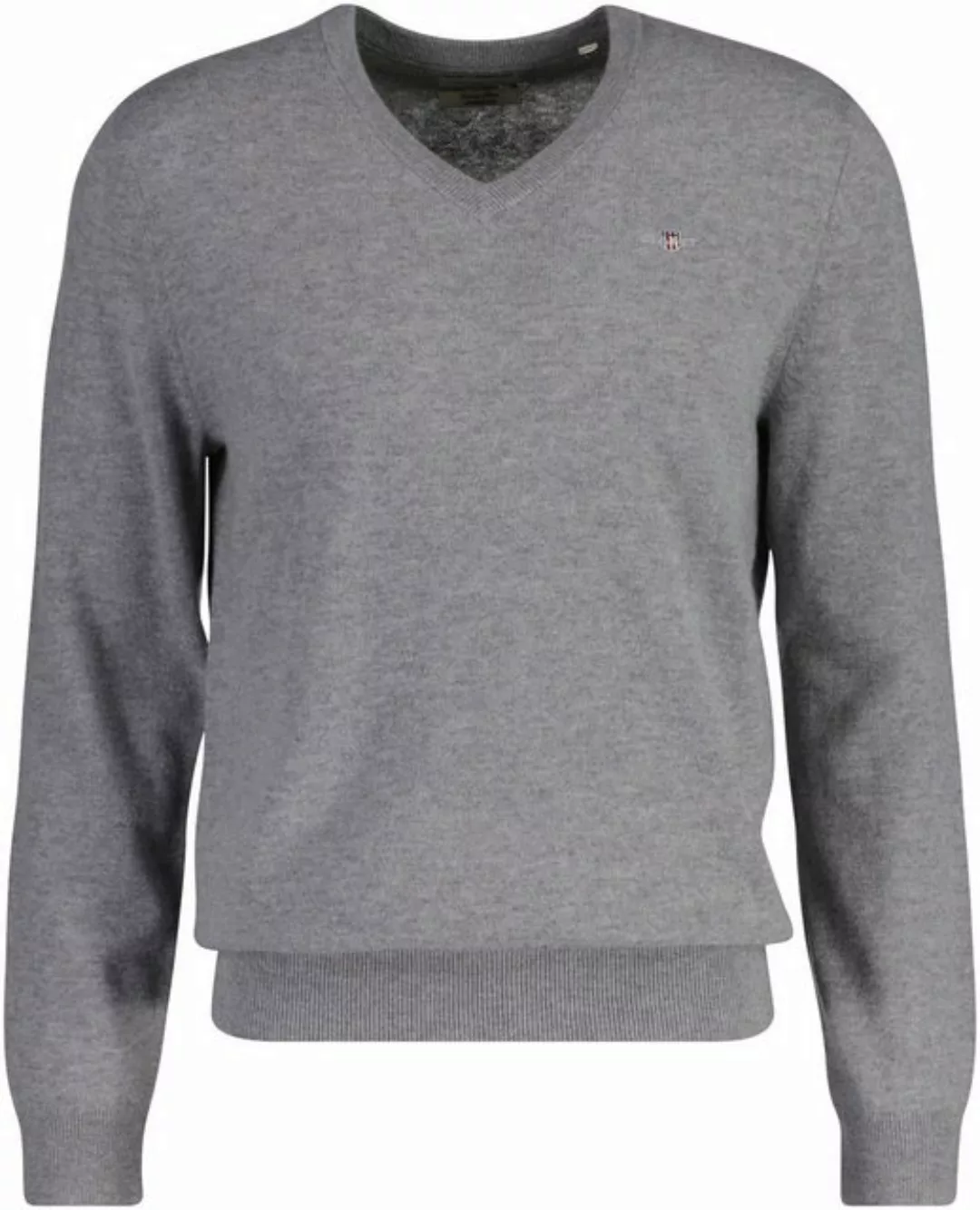 Gant V-Ausschnitt-Pullover EXTRAFINE LAMBSWOOL V-NECK mit Logostickerei günstig online kaufen