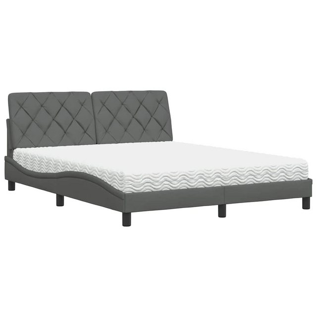 vidaXL Bett Bett mit Matratze Dunkelgrau 160x200 cm Stoff günstig online kaufen