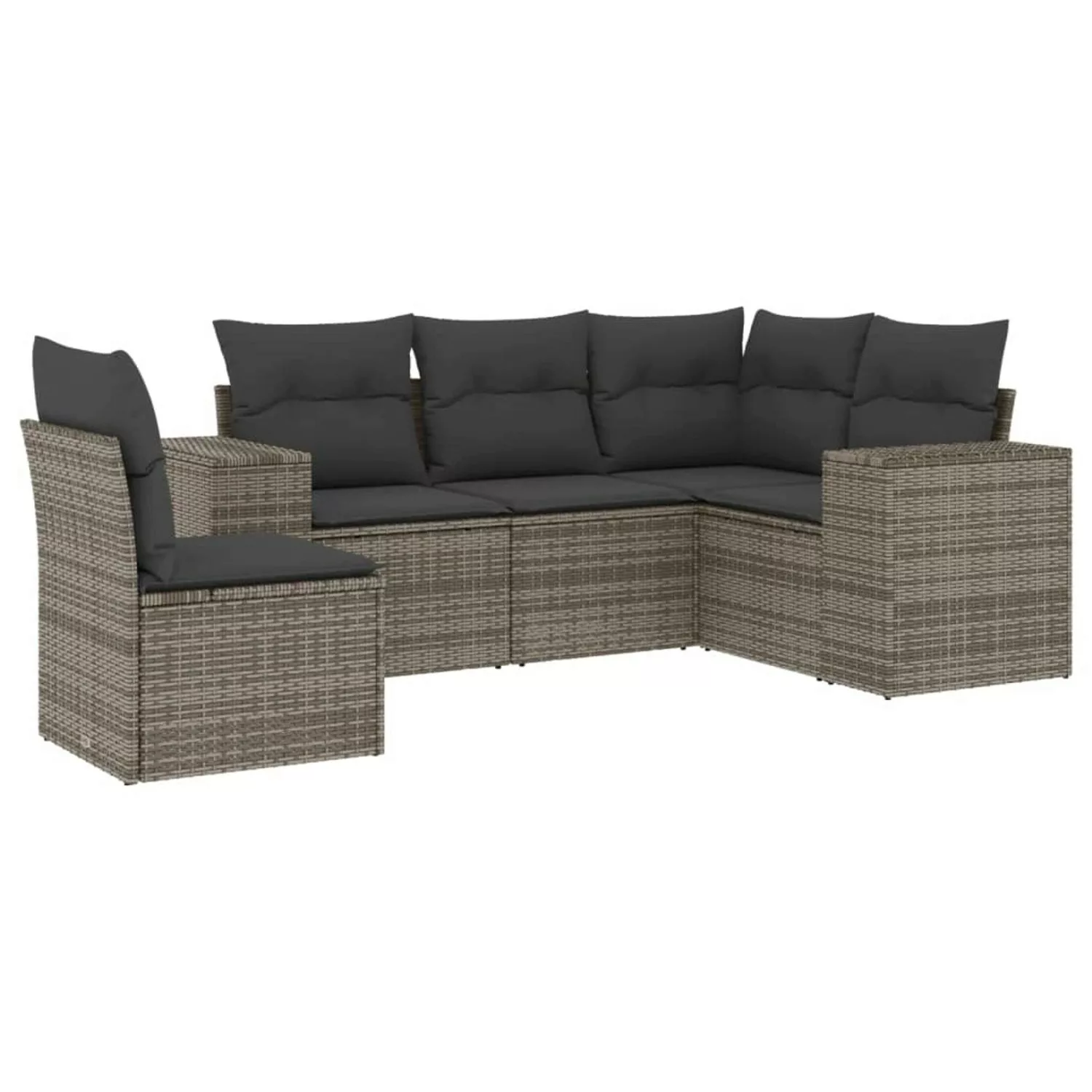 vidaXL 5-tlg Garten-Sofagarnitur mit Kissen Grau Poly Rattan Modell 66 günstig online kaufen