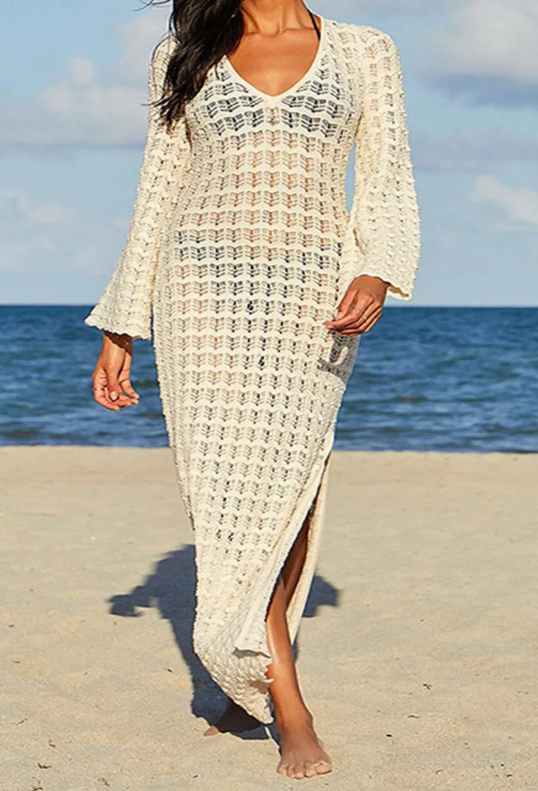 HOTDUCK Strandkleid Strandkleid Damen gestrickt handgehäkeltes Strandüberwu günstig online kaufen