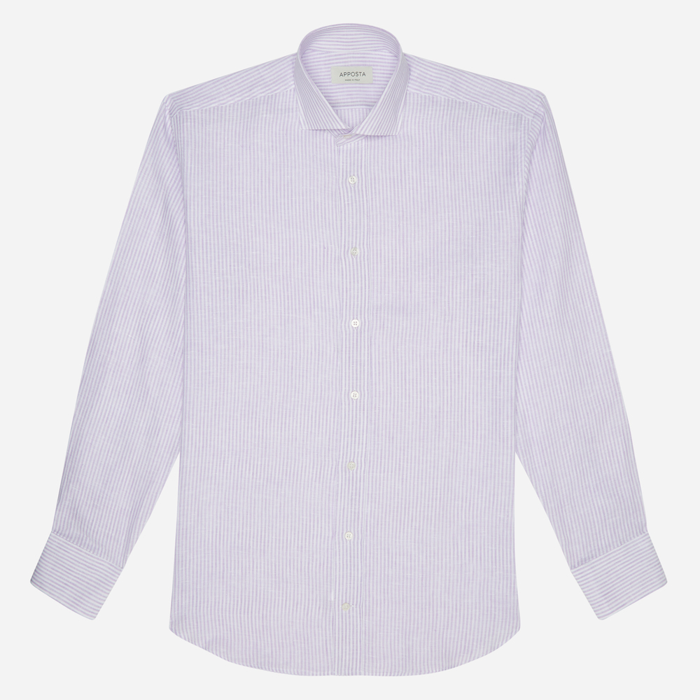 Hemd  streifen  violett leinen leinwandbindung, kragenform  modernisierter günstig online kaufen