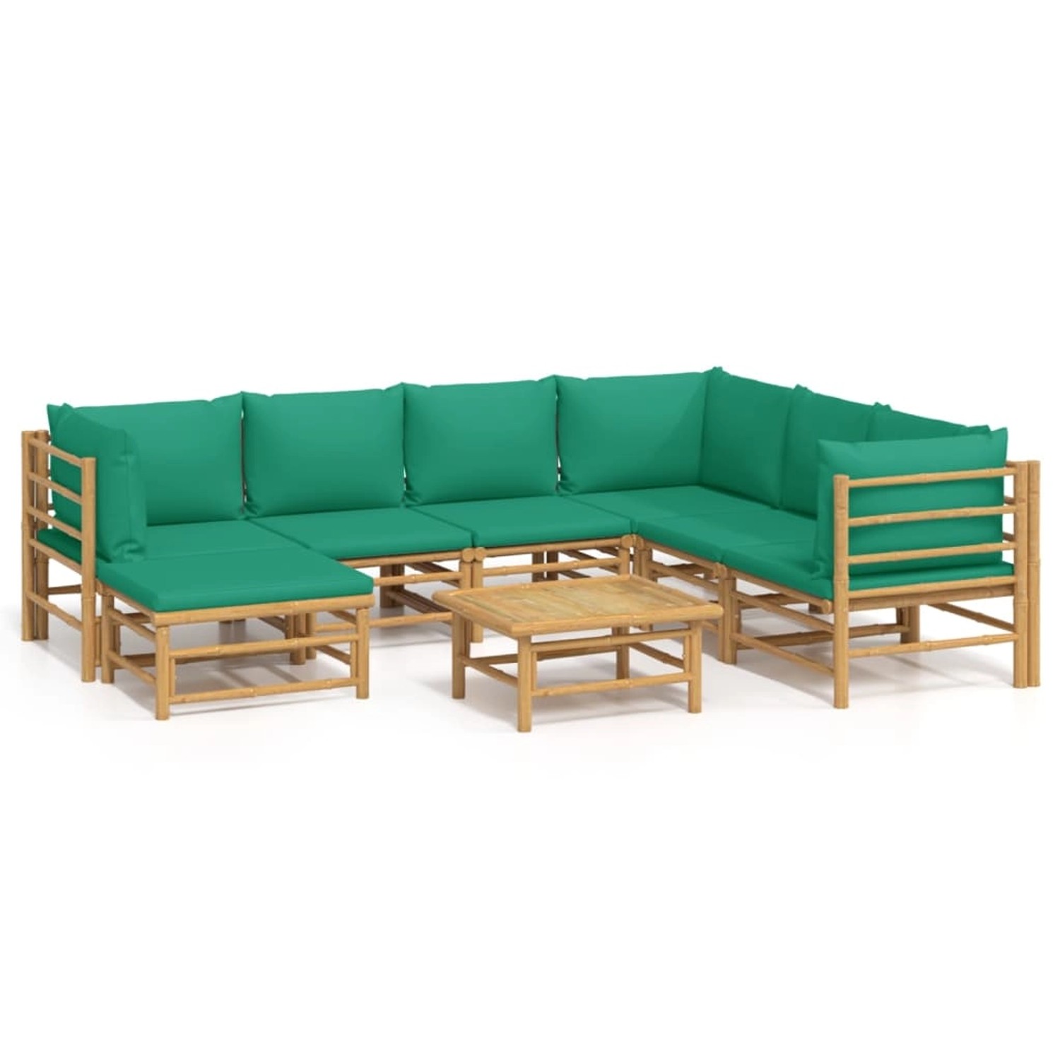 Vidaxl 8-tlg. Garten-lounge-set Mit Grünen Kissen Bambus günstig online kaufen