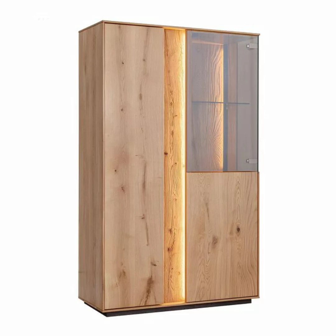 Xlmoebel Vitrine Luxuriöse LED-Vitrine in Braun mit Holzfurnier, elegantes günstig online kaufen