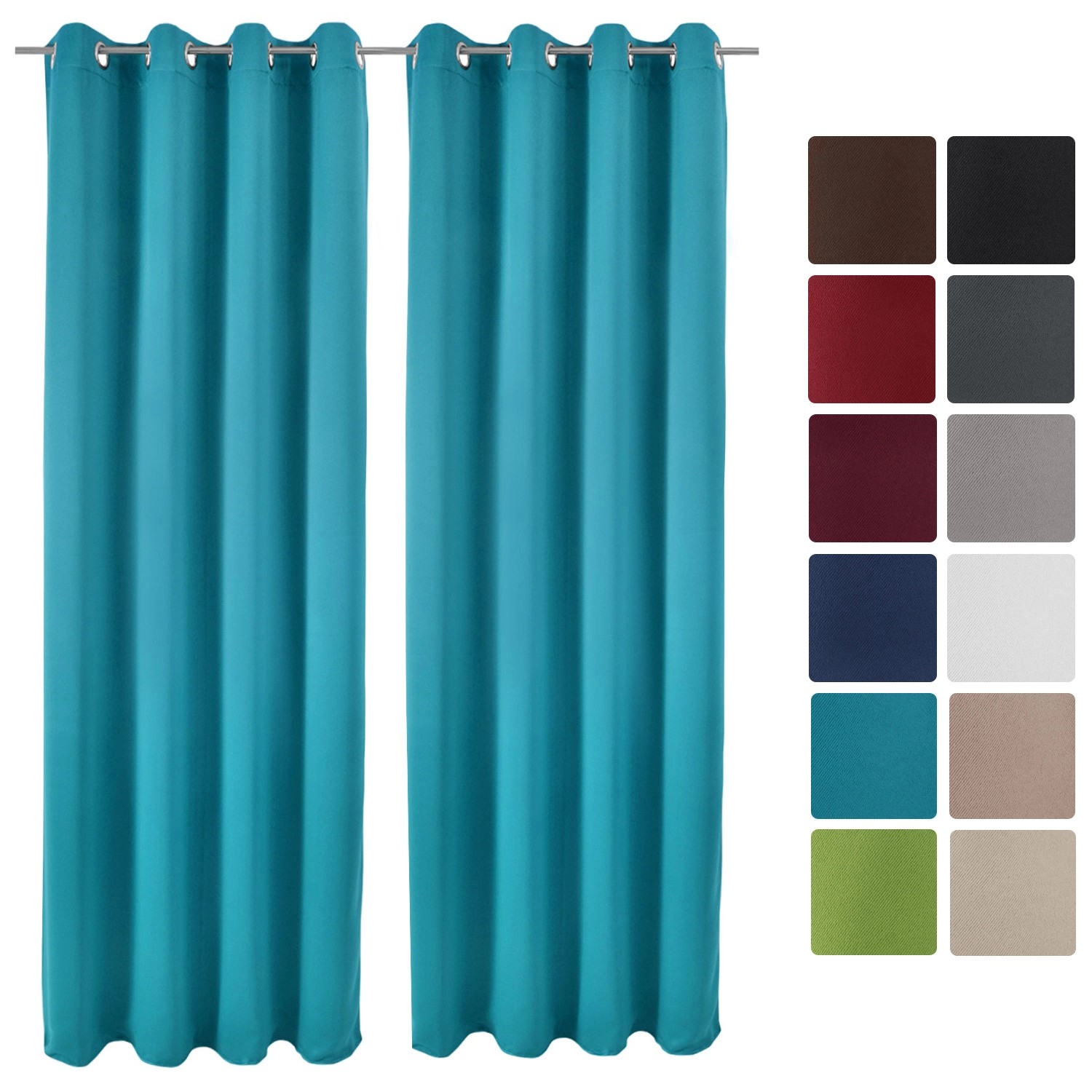 Beautissu Amelie BO Vorhang mit Öse 140x245cm Türkis 2tlg günstig online kaufen