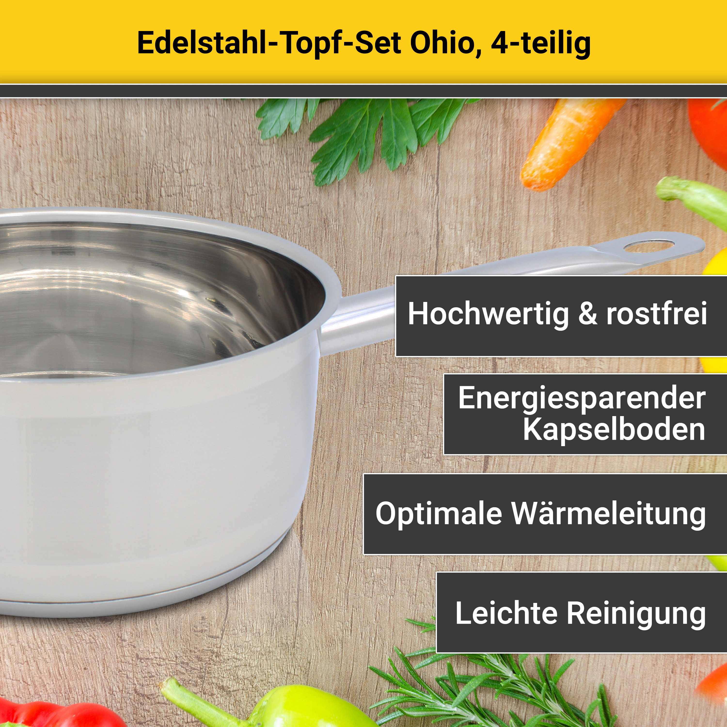 Krüger Topf-Set »Ohio«, Edelstahl, (Set, 7 tlg., Bratentopf Ø 20 cm, Fleisc günstig online kaufen