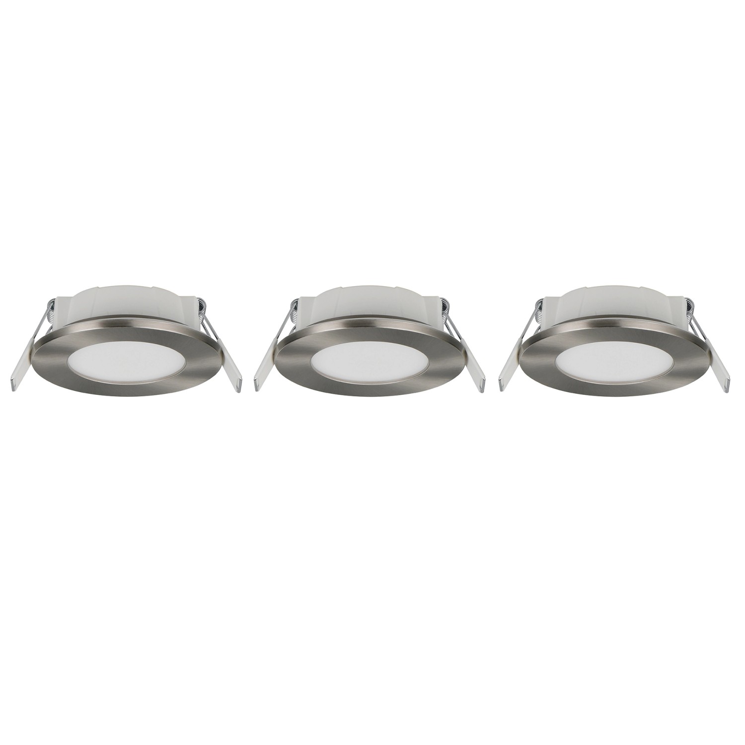 Trio LED-Einbauleuchten Himal Nickel Matt Ø 8,5 cm 3er-Set günstig online kaufen