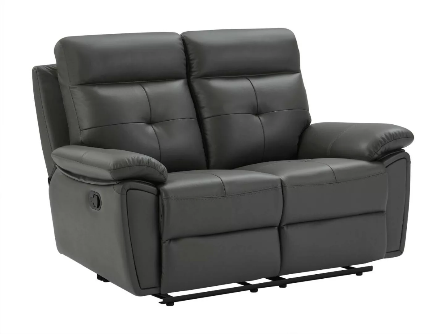 Relaxsofa 2-Sitzer - Leder- Grau - VINETA günstig online kaufen