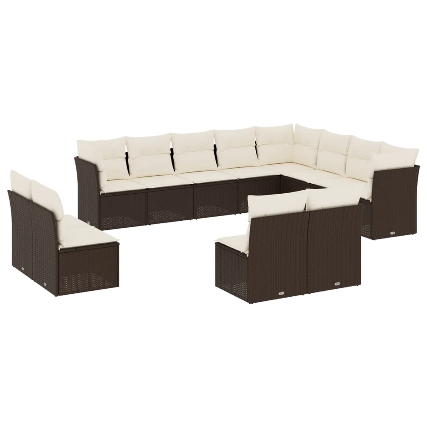 vidaXL 12-Tlg Garten-Sofagarnitur mit Kissen Braun Poly Rattan 3218473 günstig online kaufen