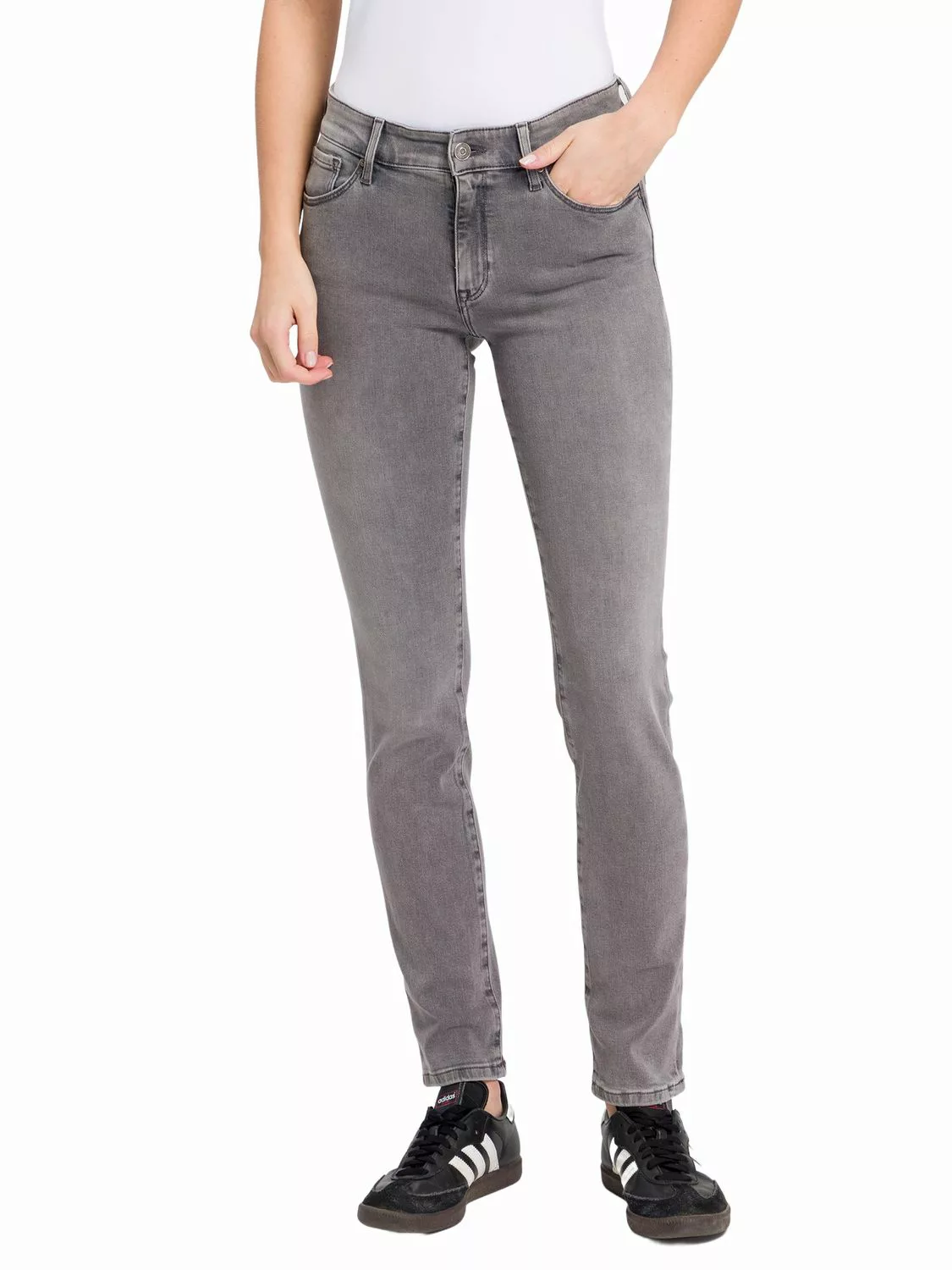 Cross Jeans Damen Jeans ANYA - Slim Fit - Grau - Grey günstig online kaufen