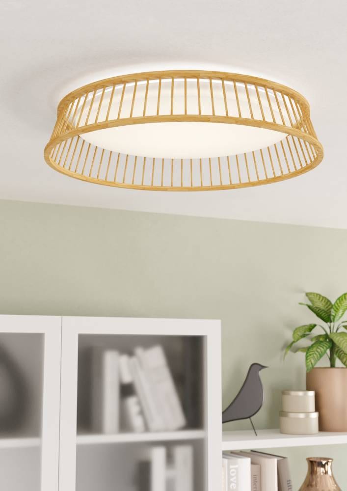 EGLO LED-Deckenlampe Luppineria Holzgeflecht Ø45cm günstig online kaufen
