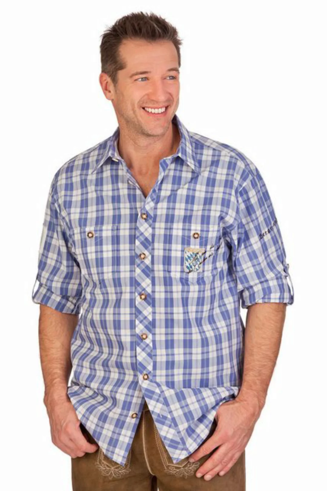 orbis Trachtenhemd Trachtenhemd - BERGFREUND - hellblau, apfelgrün, dunkelr günstig online kaufen